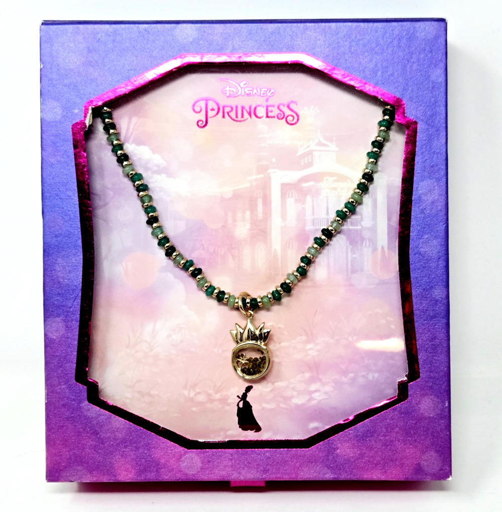 Disney Kid's Green Princess Tiana Bead Tiara Pendant Necklace